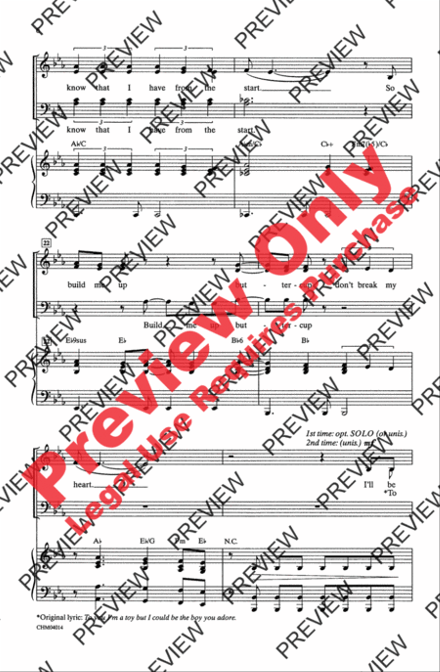 Build Me Up Buttercup 4-Part scores gallery preview page 5