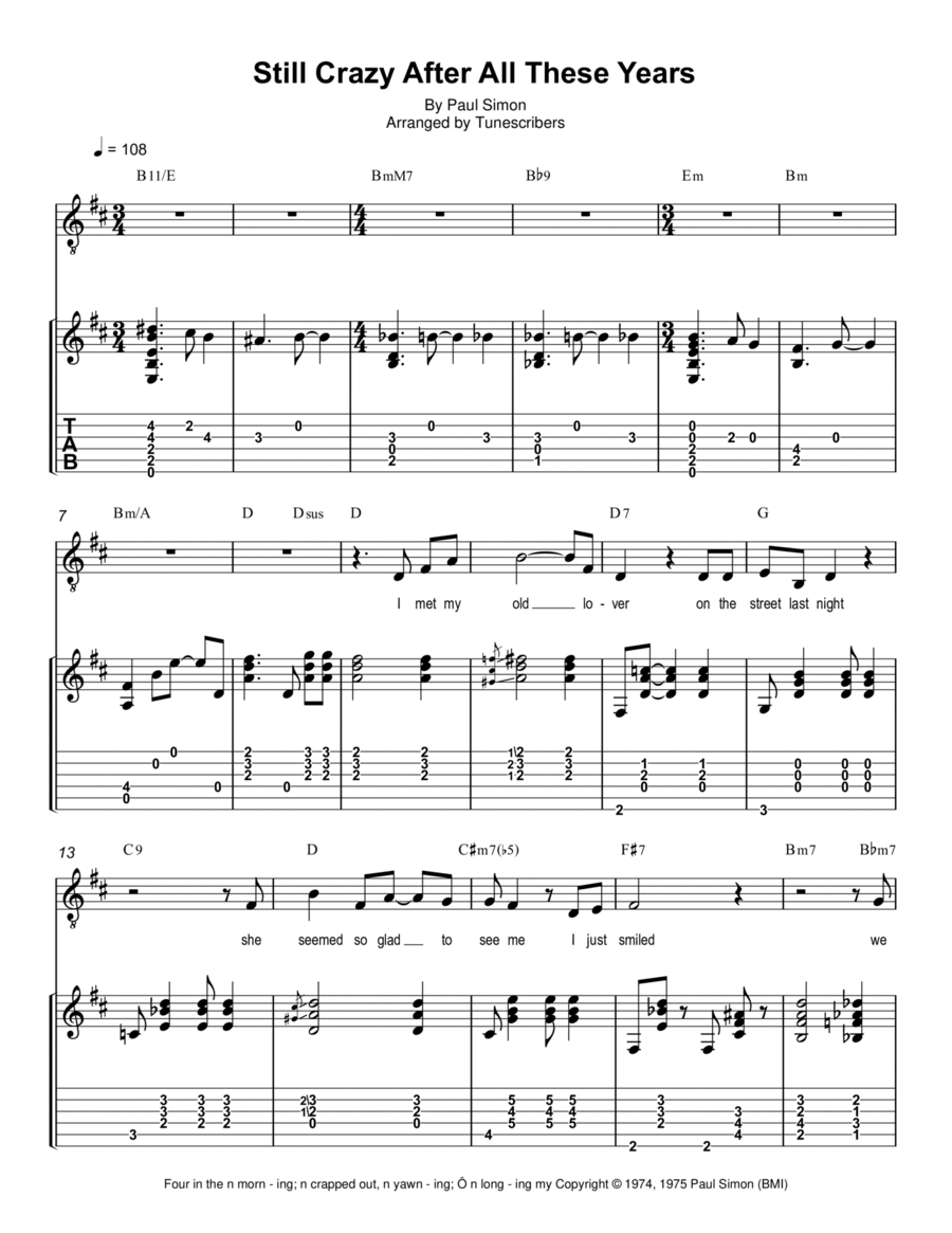 Still Crazy After All These Years Guitar Tablature scores gallery preview page 1
