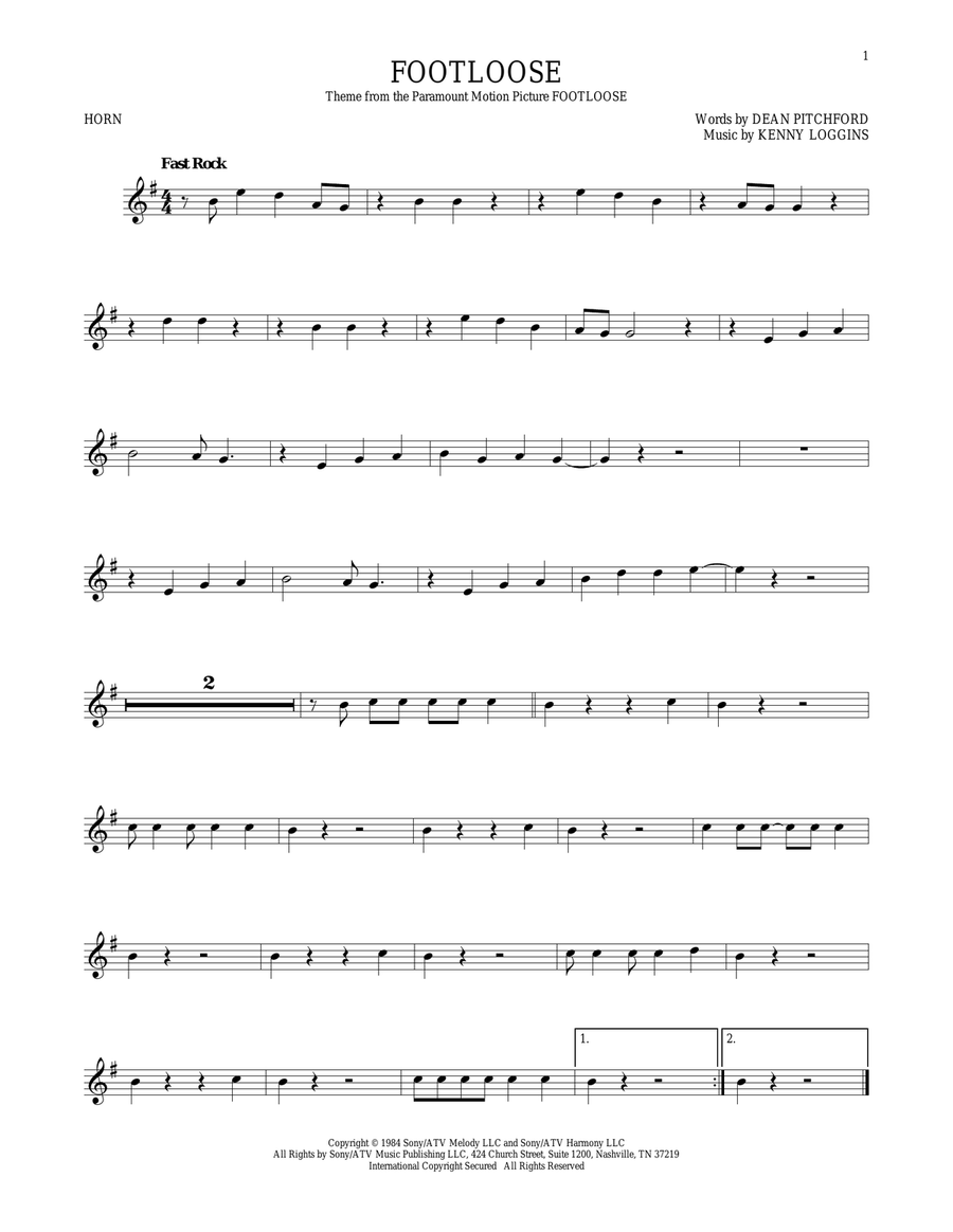 Footloose Footloose Horn Solo scores gallery preview page 1