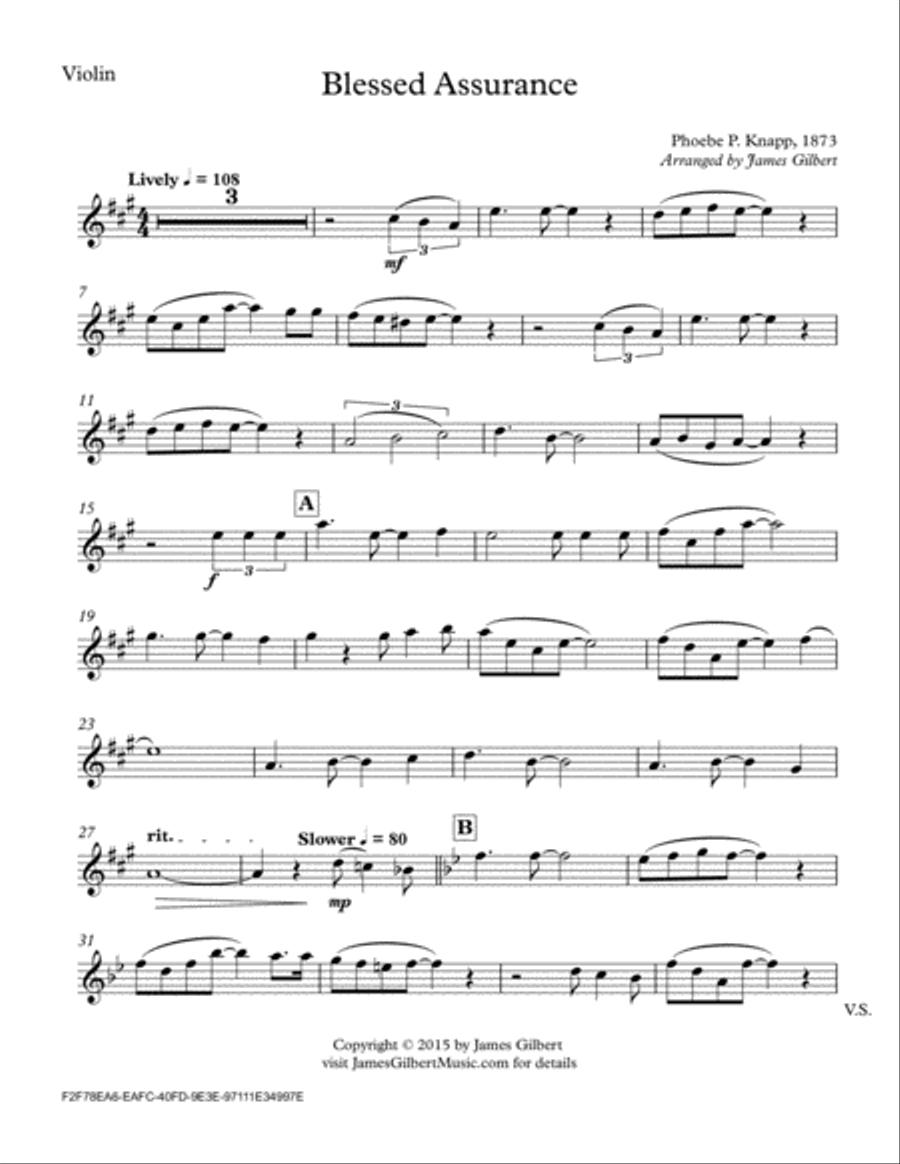 Blessed Assurance Violin Solo scores gallery preview page 5