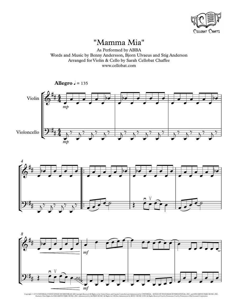 Mamma Mia String Duet scores gallery preview page 1