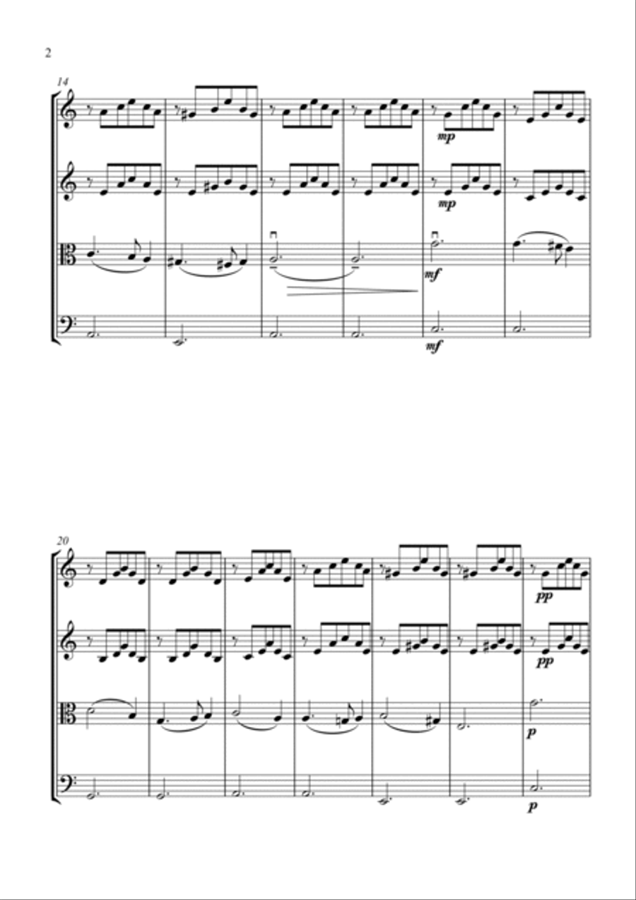 Greensleeves for String Quartet - Score and Parts String Quartet scores gallery preview page 2