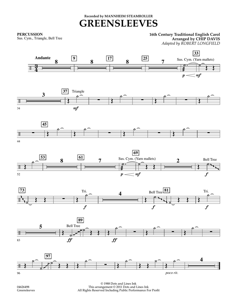 Greensleeves - Percussion Orchestra scores gallery preview page 1