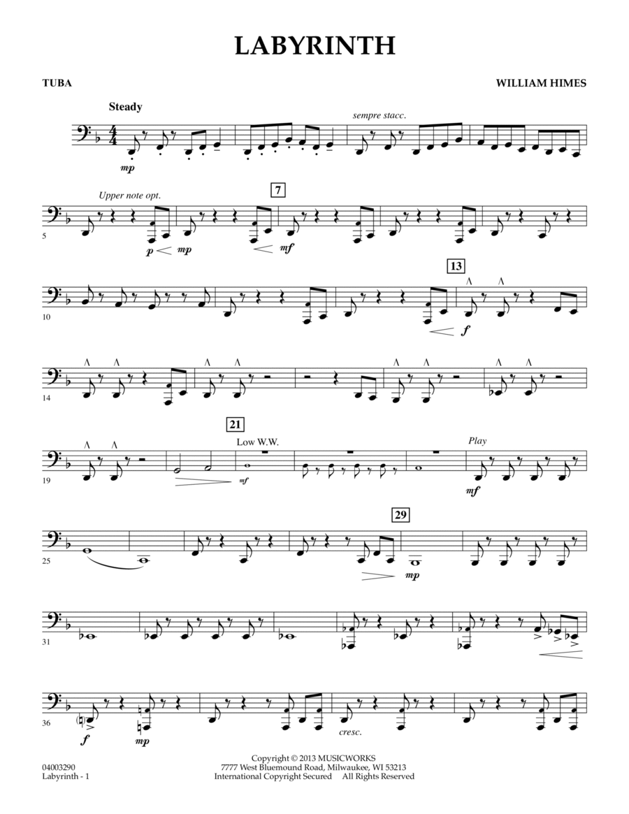 Labyrinth - Tuba Labyrinth - Tuba Concert Band scores gallery preview page 1