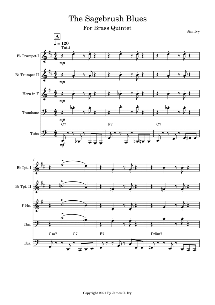Sagebrush Blues Brass Ensemble scores gallery preview page 1