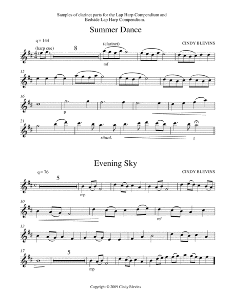 Clarinet Parts! For the Lap Harp Compendium and Bedside Lap Harp Compendium. Instant Ensembles!