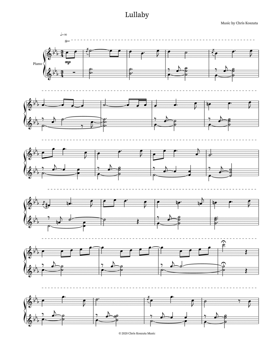Lullaby Piano Solo scores gallery preview page 1