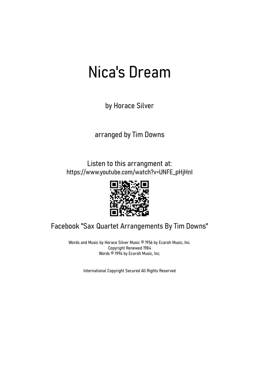 Nica's Dream Saxophone Quartet scores gallery preview page 1