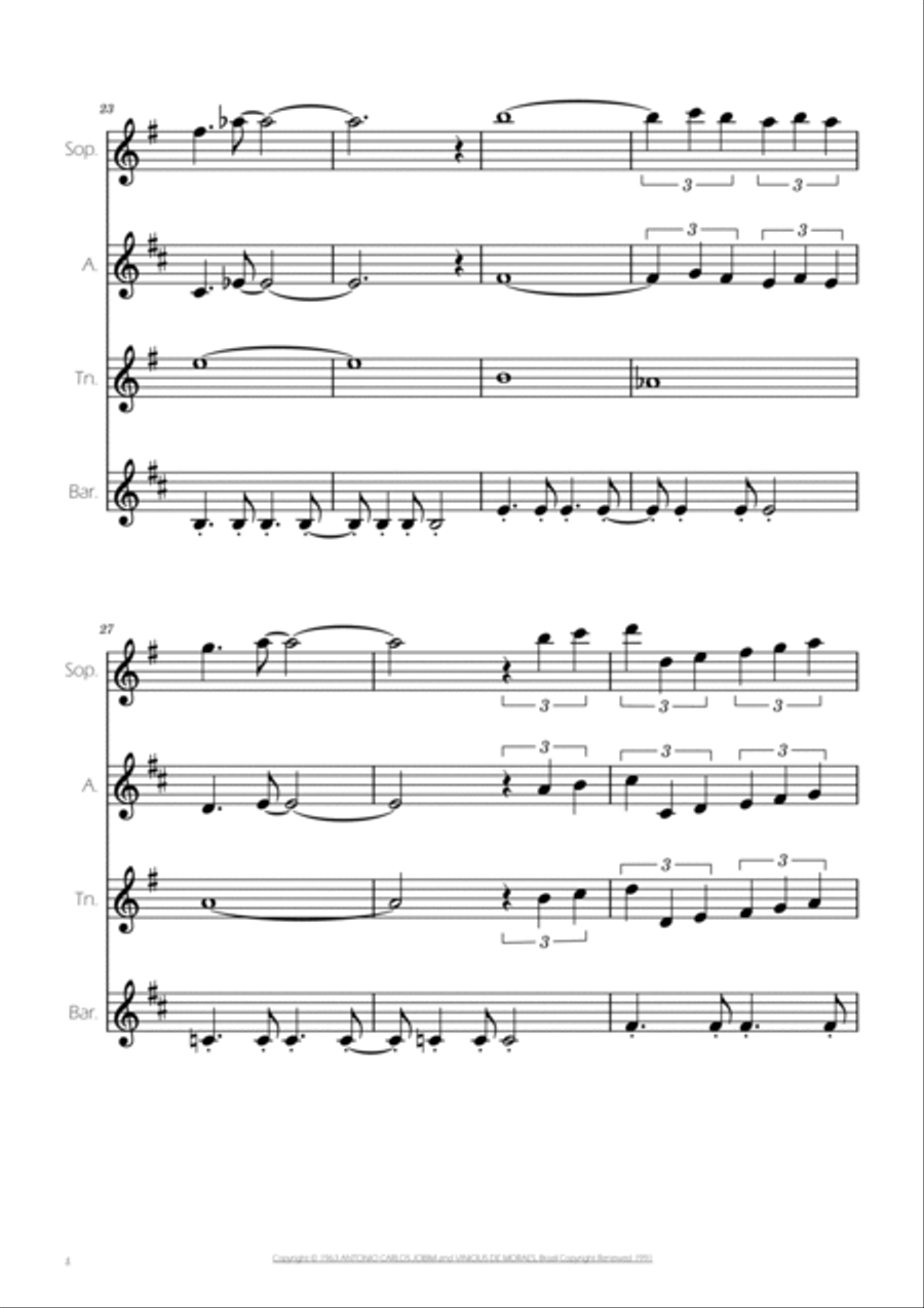 The Girl From Ipanema (garôta De Ipanema) Saxophone Quartet scores gallery preview page 4