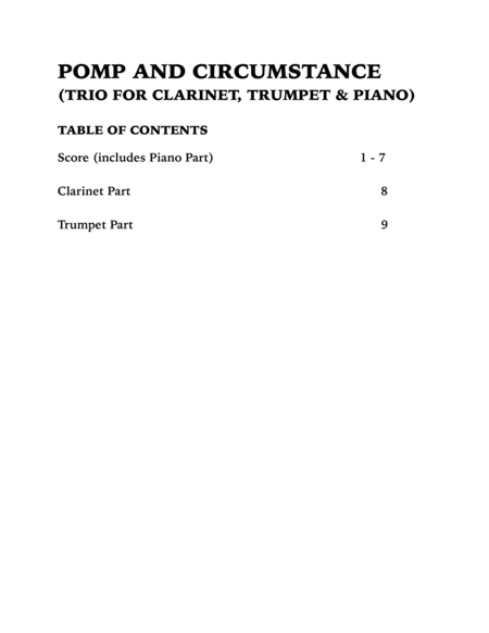 Pomp and Circumstance (Trio for Clarinet, Trumpet and Piano) image number null