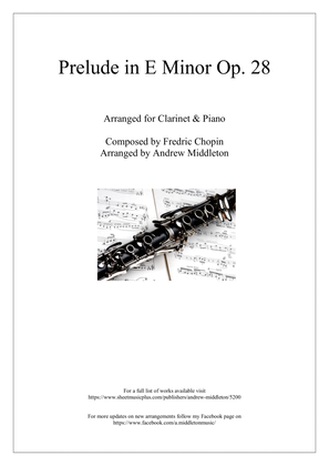 Book cover for Prelude in E Minor arranged for Clarinet and Piano