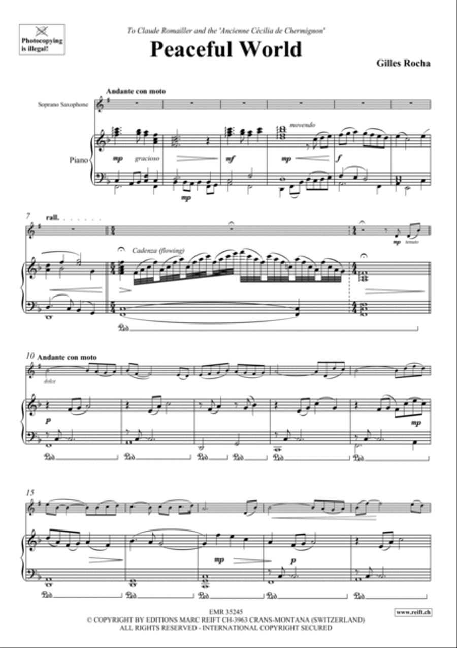 Peaceful World Soprano Saxophone scores gallery preview page 4