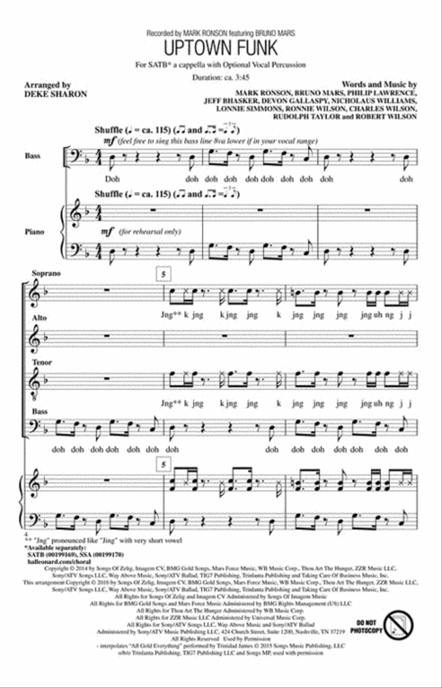 Uptown Funk 4-Part scores gallery preview page 2
