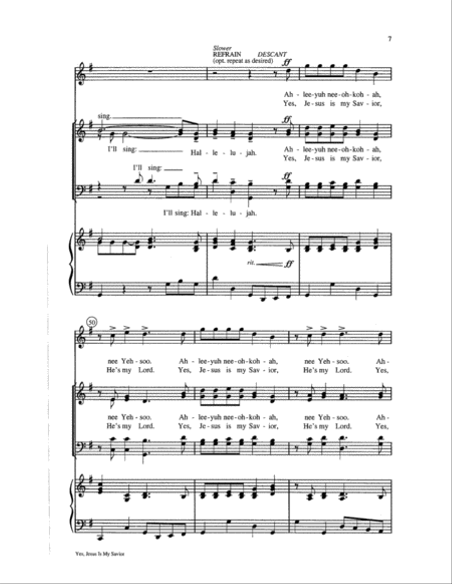 Yes, Jesus Is My Savior 4-Part scores gallery preview page 7