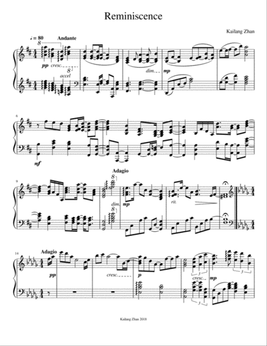 Reminiscence: Summer and Autumn Piano Solo scores gallery preview page 1