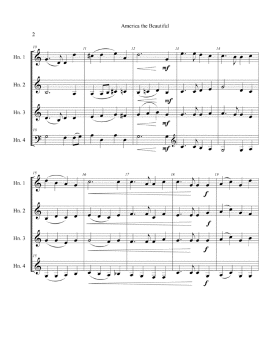 America the Beautiful for French Horn Quartet French Horn Quartet scores gallery preview page 4