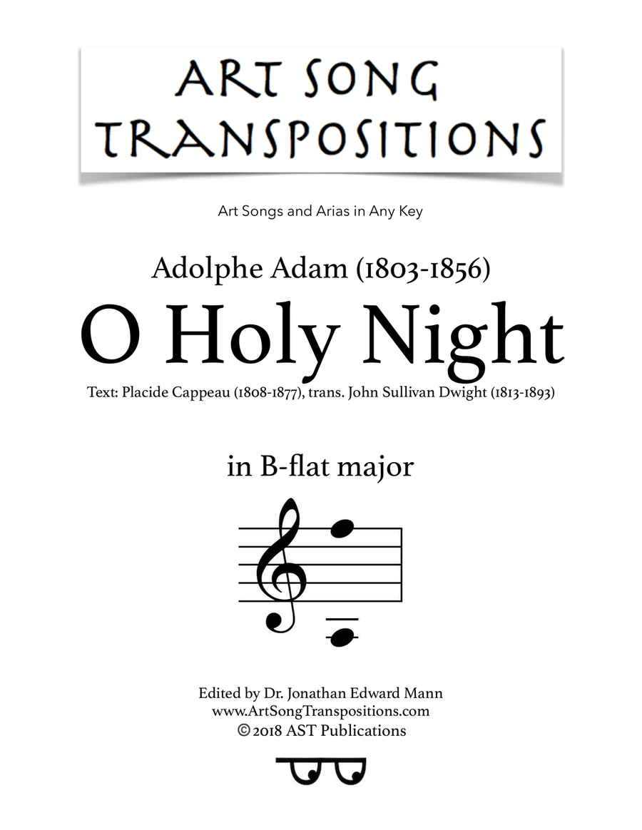 ADAM: O Holy Night (transposed to B-flat major) Piano, Vocal scores gallery preview page 1