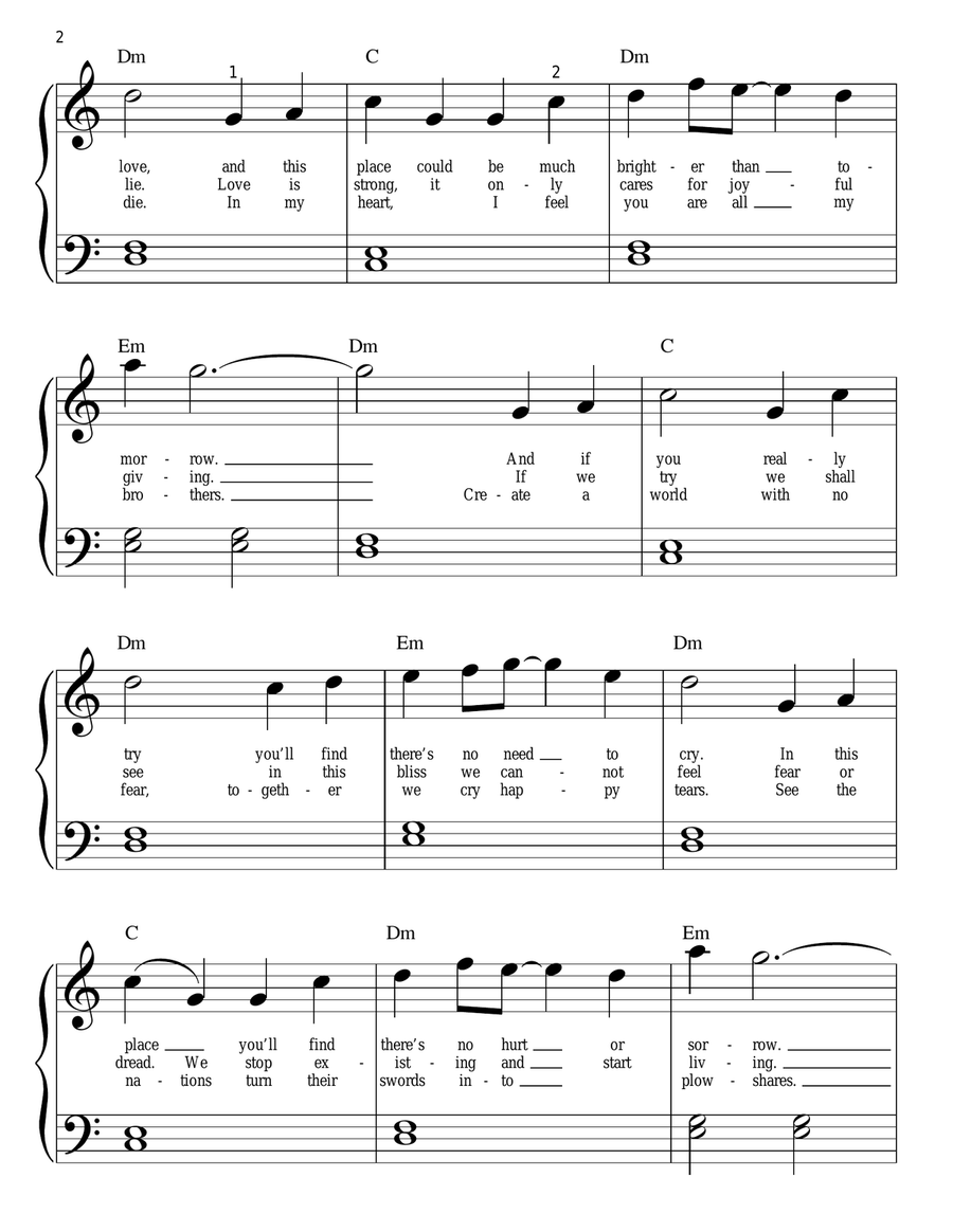 Heal The World Heal The World Easy Piano scores gallery preview page 2