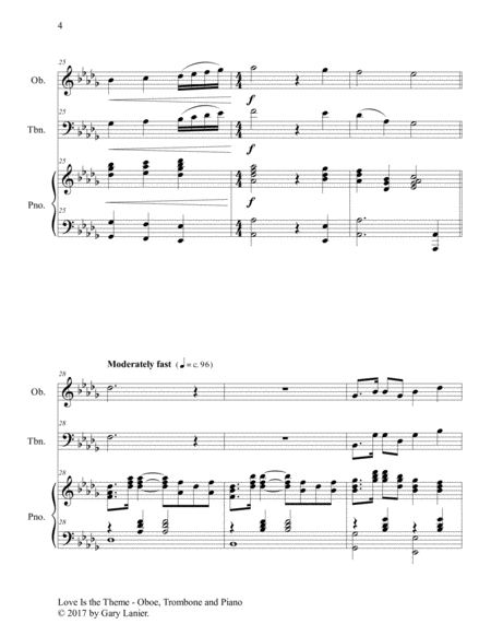 LOVE IS THE THEME (Trio – Oboe, Trombone & Piano with Score/Part) image number null