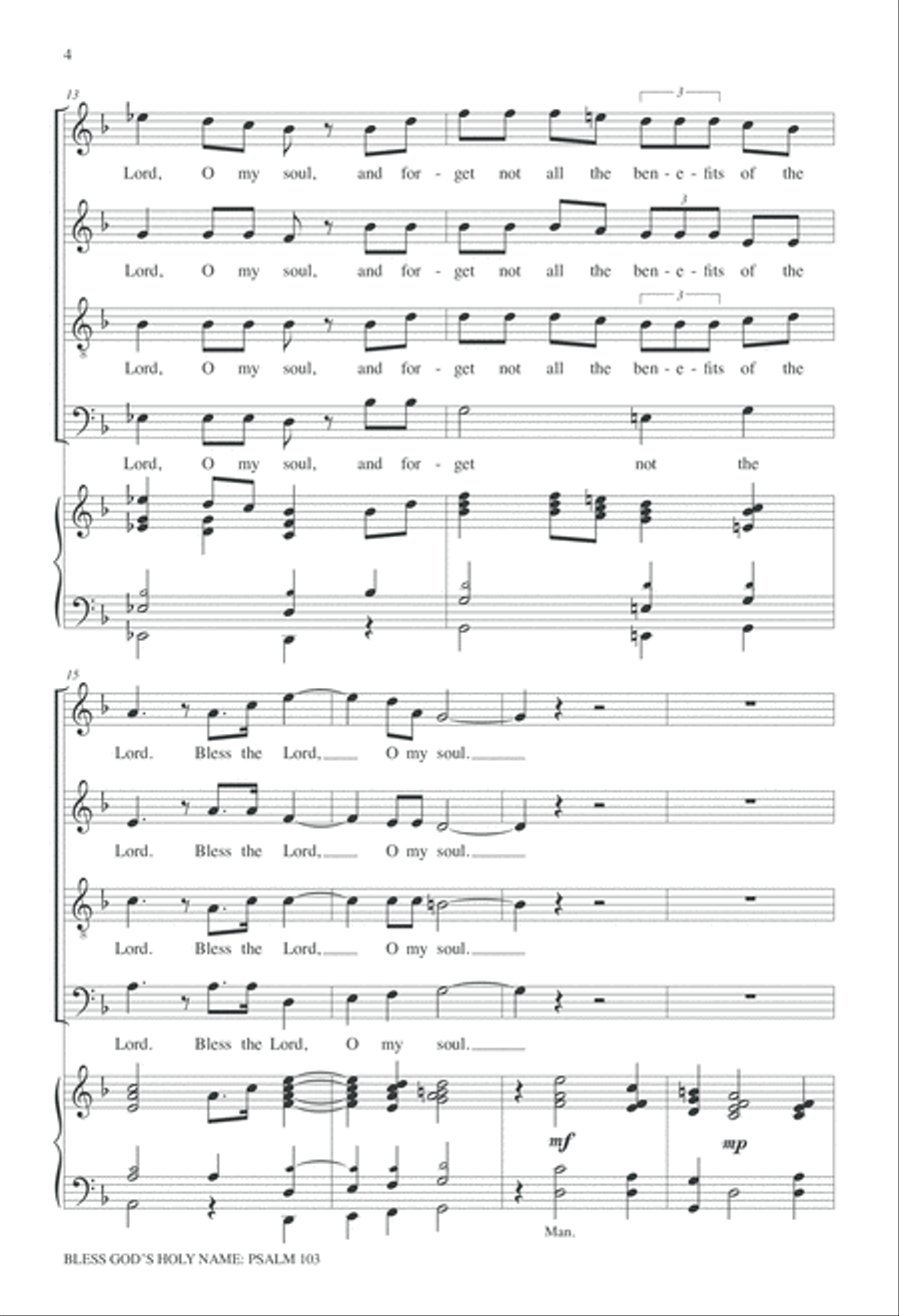 Bless God's Holy Name 4-Part scores gallery preview page 4