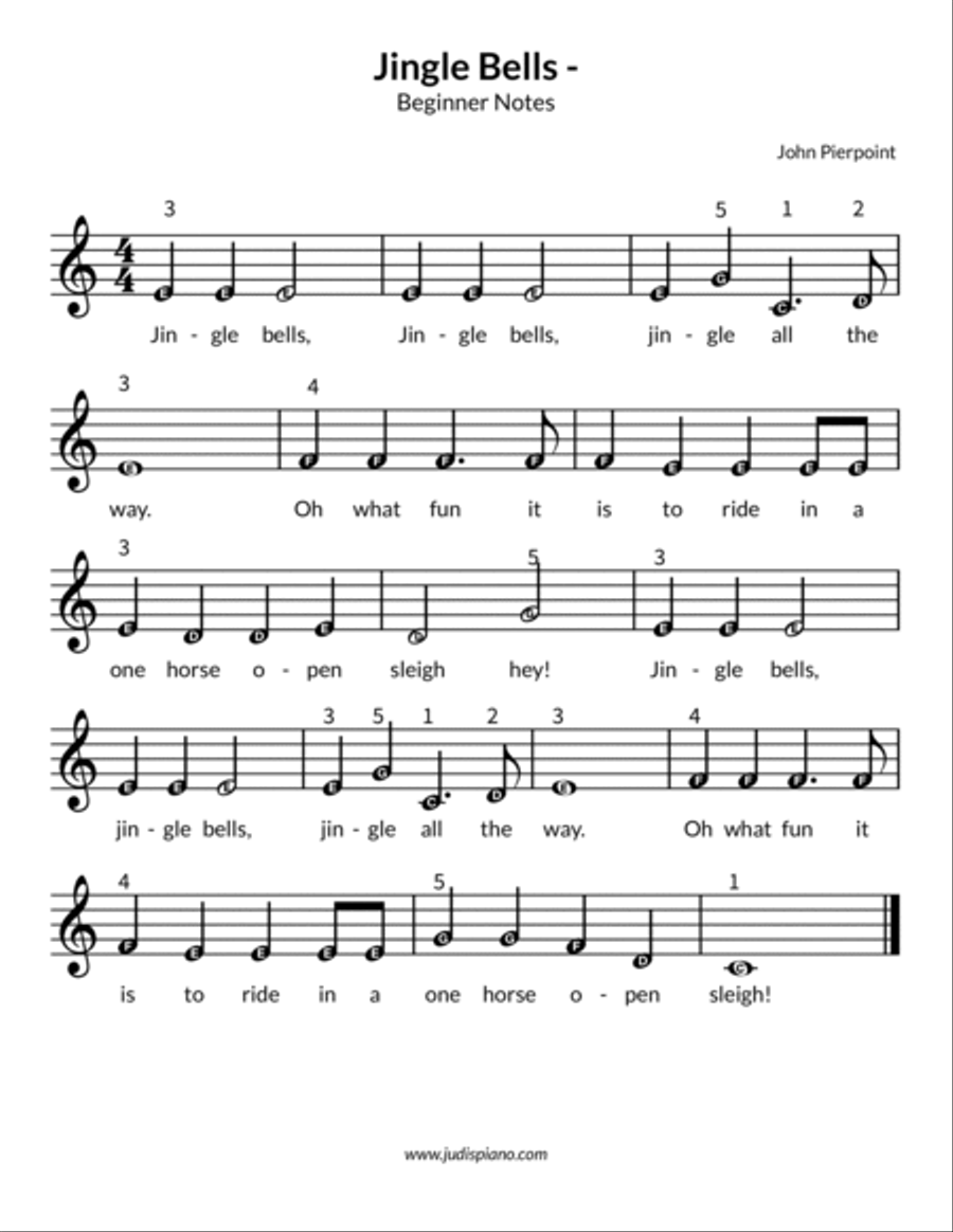 JINGLE BELLS (3 levels plus a Variation) Easy Piano scores gallery preview page 2