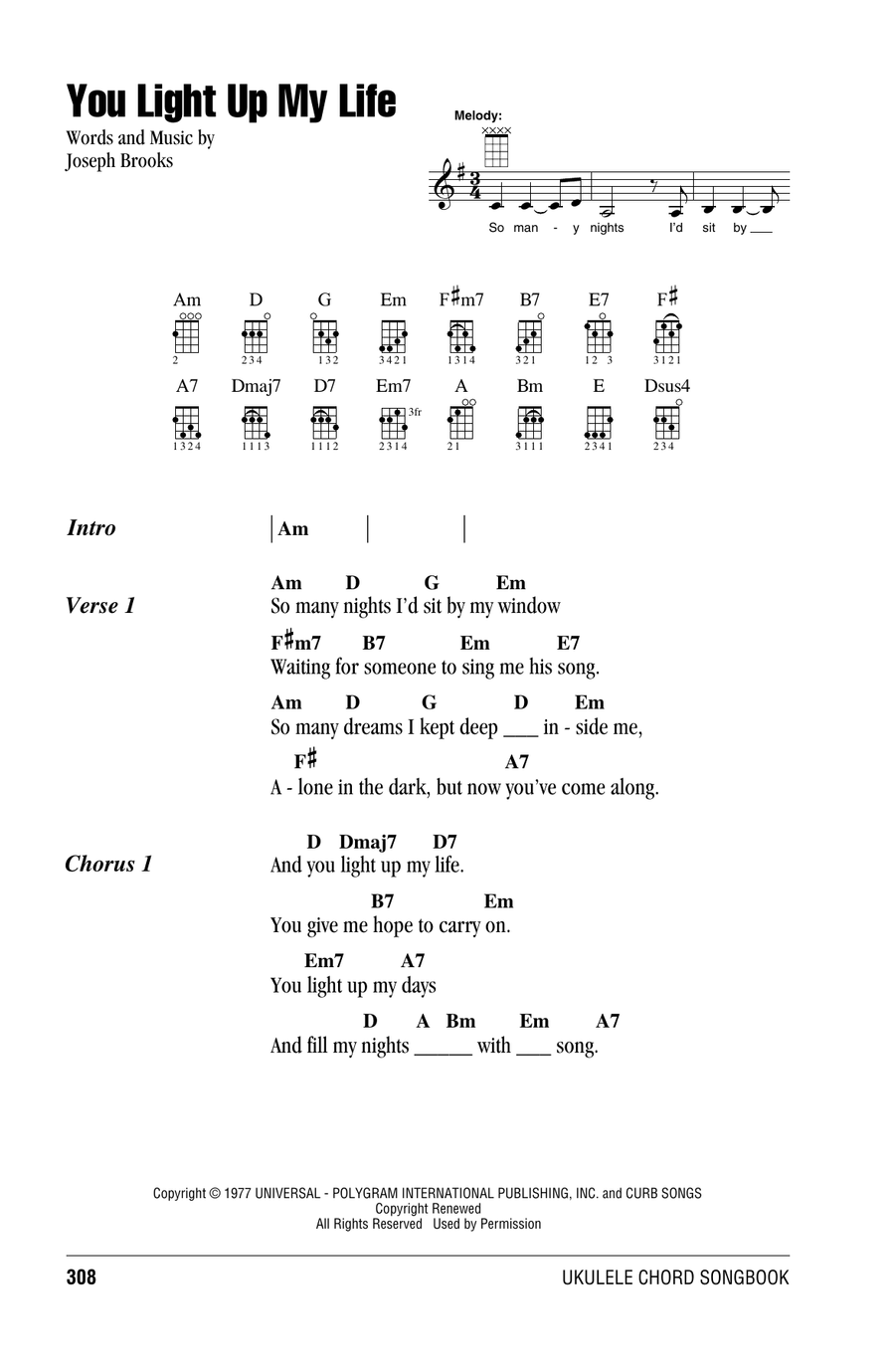 You Light Up My Life Ukulele scores gallery preview page 1