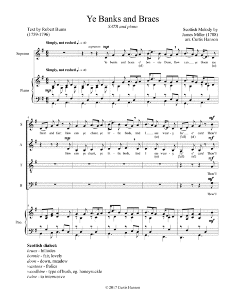 Ye Banks and Braes (SATB) 4-Part scores gallery preview page 1