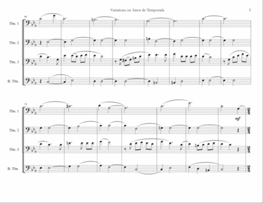 Variations on Amor de Temporado Trombone Solo scores gallery preview page 6