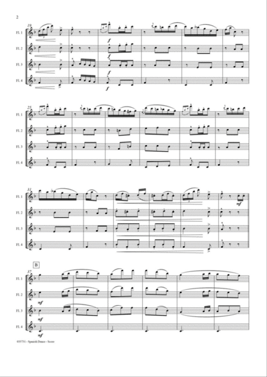 SPANISH DANCE OP 12, NO1 – FLUTE QUARTET Flute Quartet scores gallery preview page 3