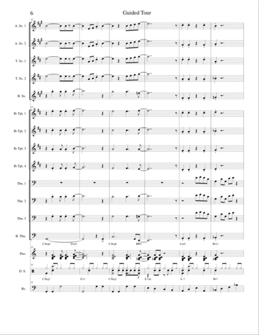 Guided Tour for Jazz Ensemble, from the CD Guided Tour by Michael BB Quartet Jazz Ensemble scores gallery preview page 6