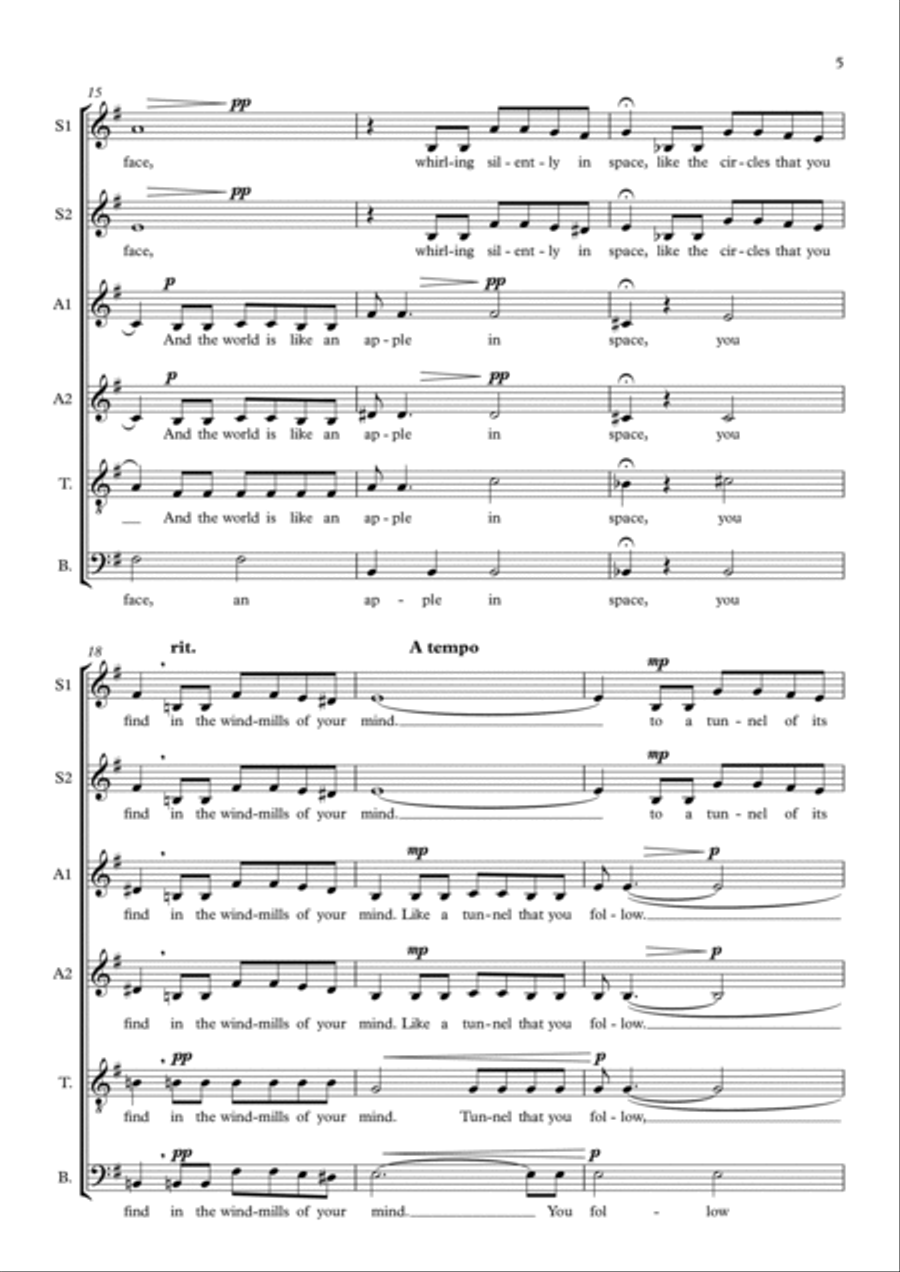 The Windmills Of Your Mind 4-Part scores gallery preview page 5