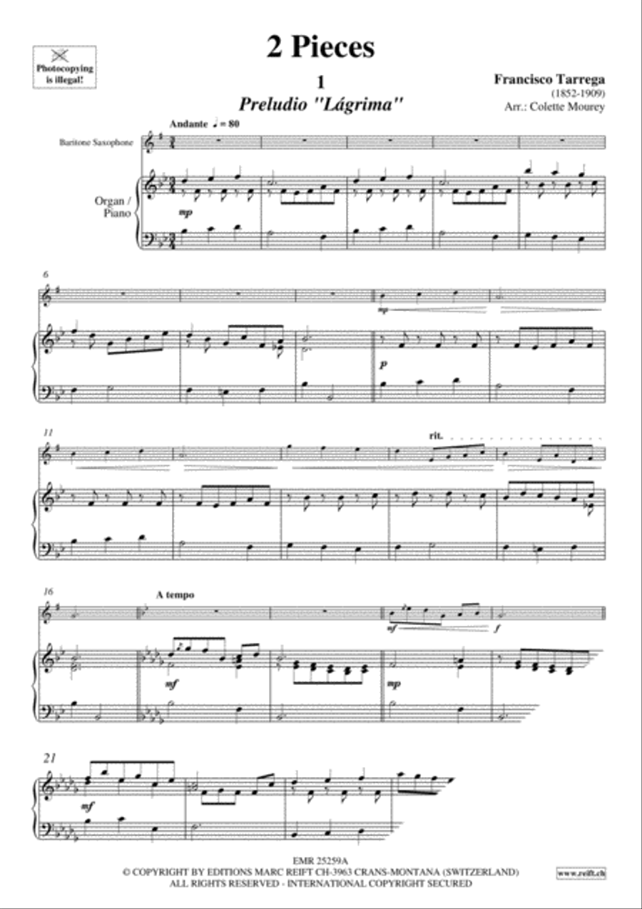 2 Pieces Baritone Saxophone scores gallery preview page 3