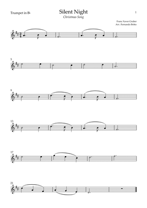 Silent Night (Christmas Song) for Trumpet in Bb Solo (C Major)