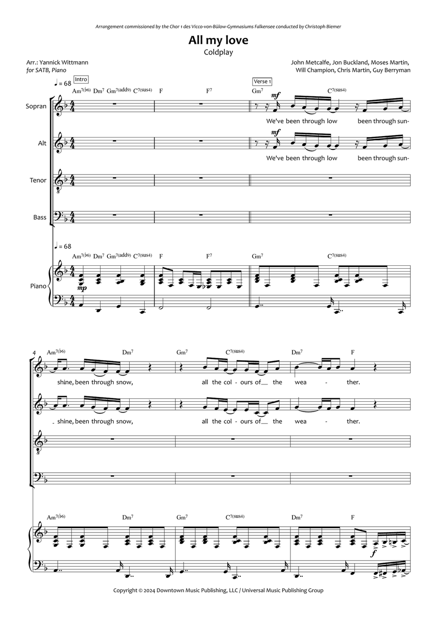 All My Love 4-Part scores gallery preview page 2
