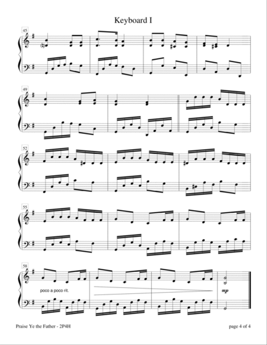 Praise Ye The Father (Keyboard Duet - 2 Pianos, 4 Hands) 2 Pianos, 4-Hands scores gallery preview page 4