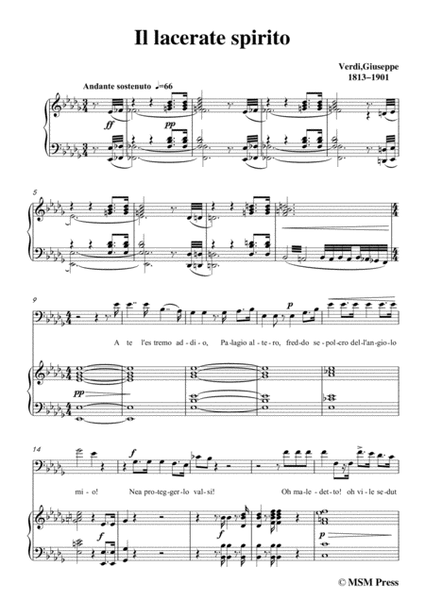 Verdi-Il lacerate spirito(A te l'estremo addio) in b flat minor, for Voice and Piano image number null