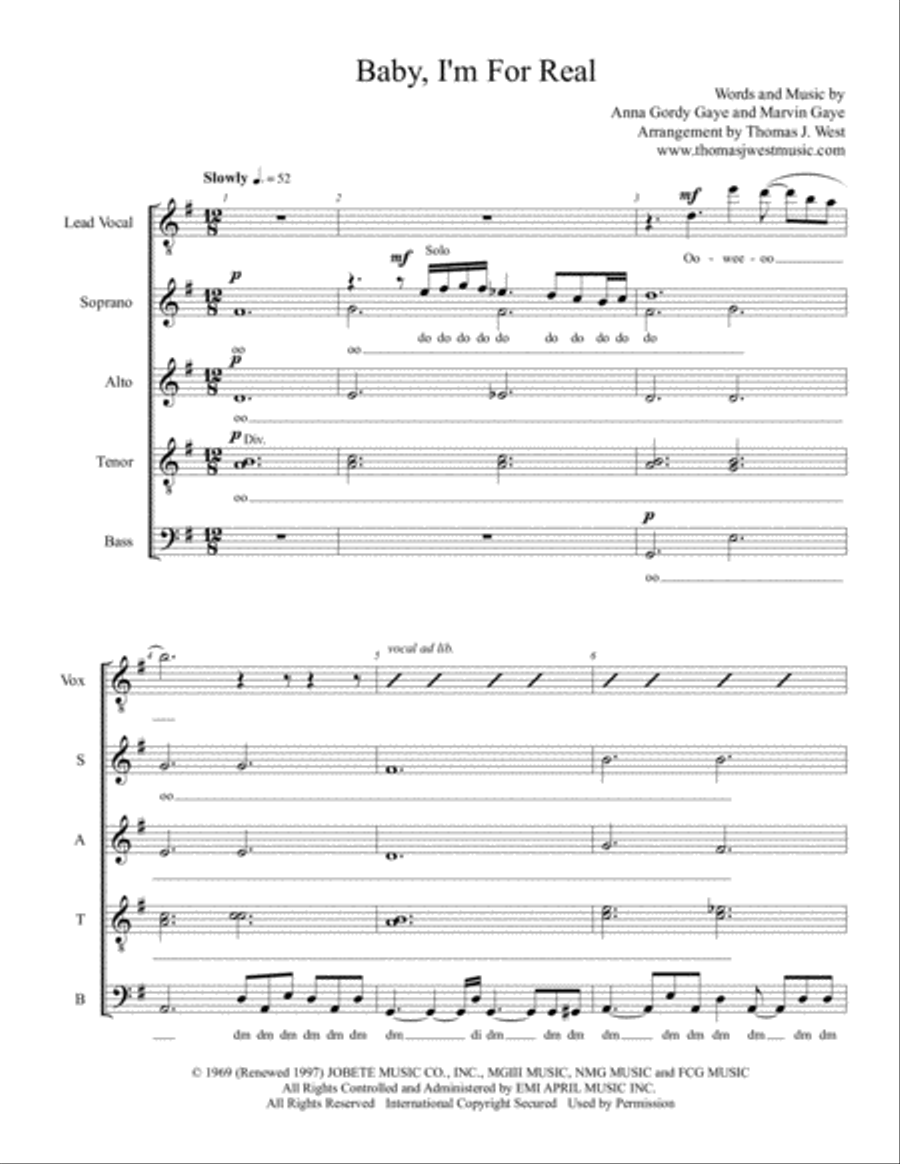 Baby I'm For Real Divisi scores gallery preview page 1