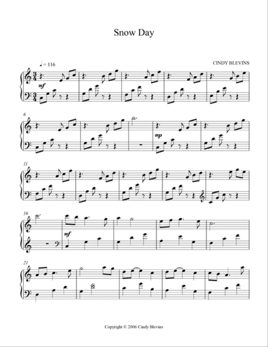 Snow Day, original piano solo Piano Solo scores gallery preview page 2