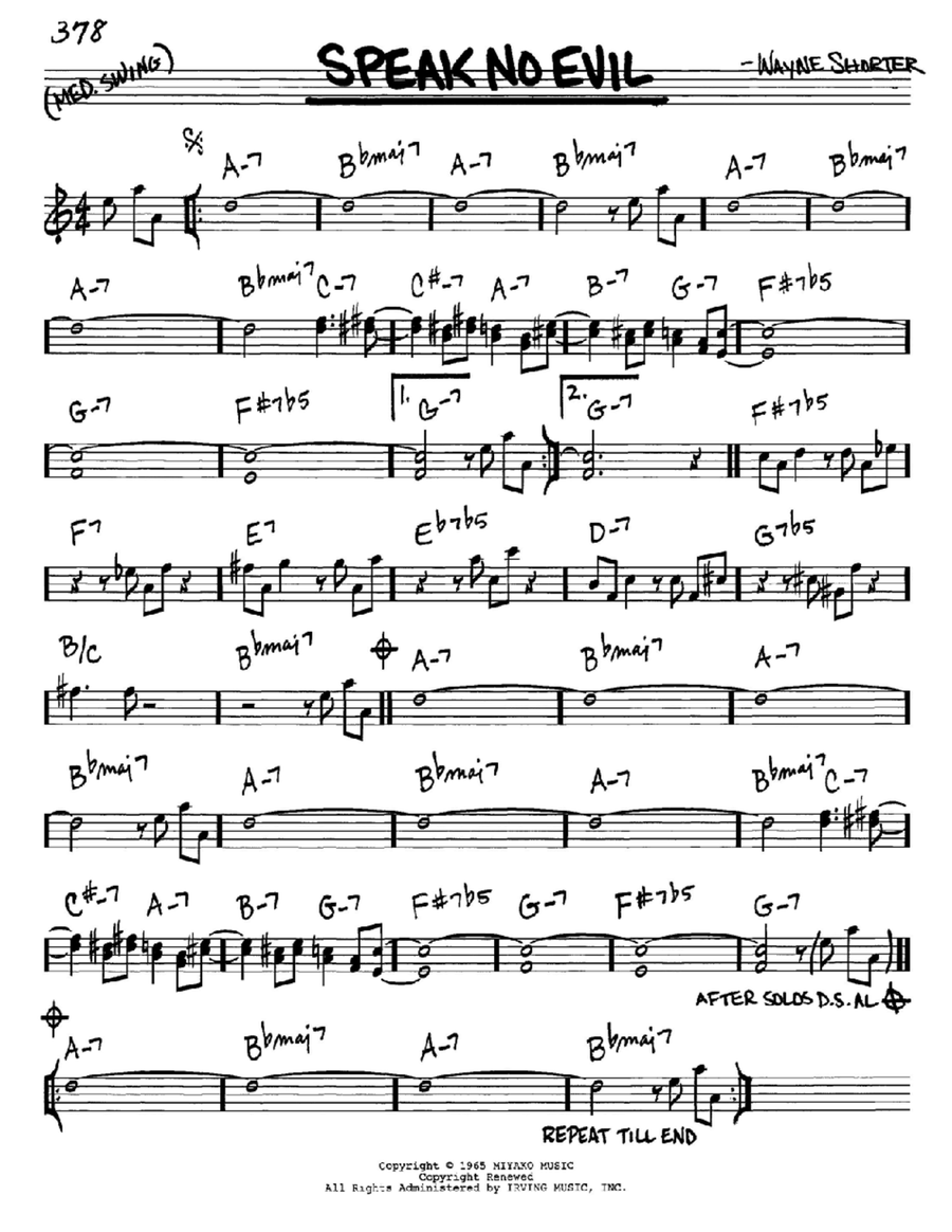 Speak No Evil Piano scores gallery preview page 1