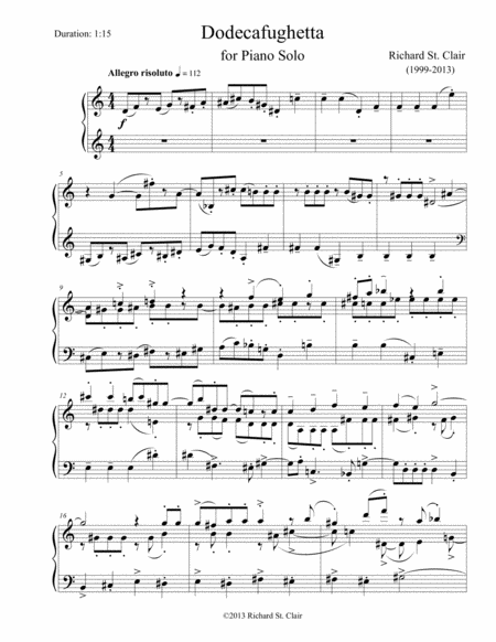 Dodecafughetta for Solo Piano image number null