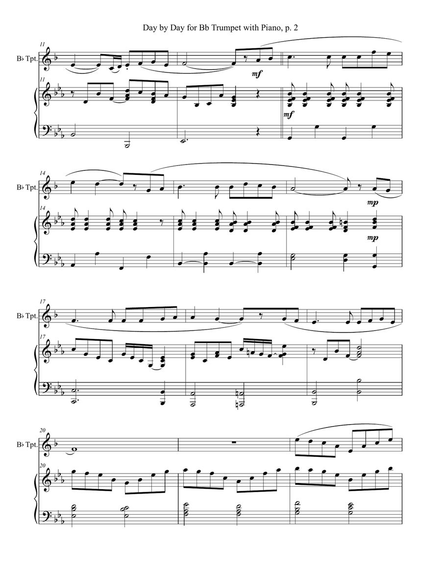 DAY BY DAY (Bb Trumpet with Piano - Score & Part included) B-Flat Trumpet scores gallery preview page 3