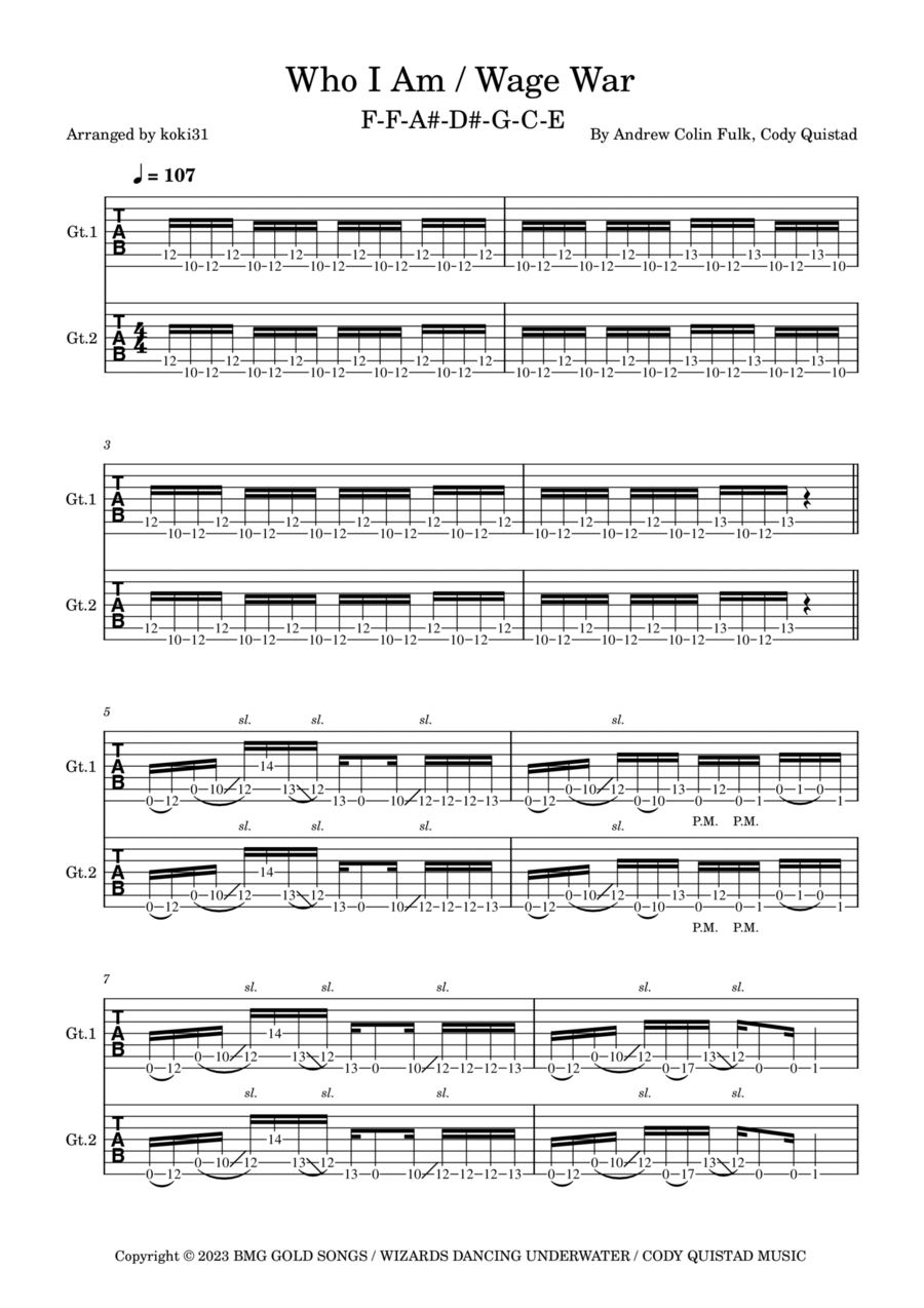 Who I Am Guitar Tablature scores gallery preview page 1