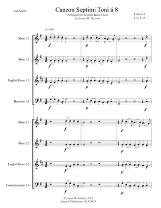 Gabrieli: Canzon Septimi Toni Ch. 172 for Double Reed Choir