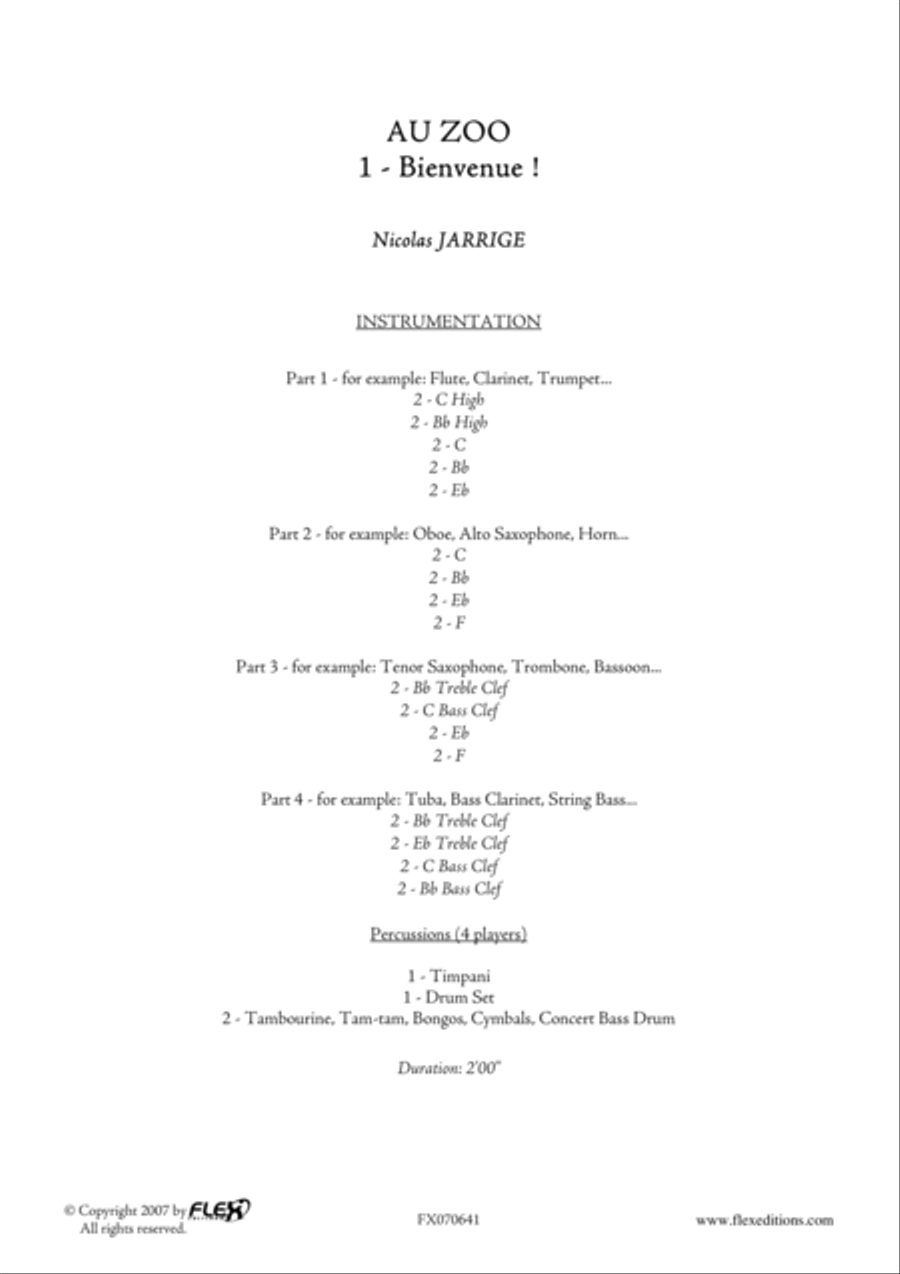 Au Zoo - 1 - Bienvenue ! Au Zoo - 1 - Bienvenue ! Concert Band scores gallery preview page 2
