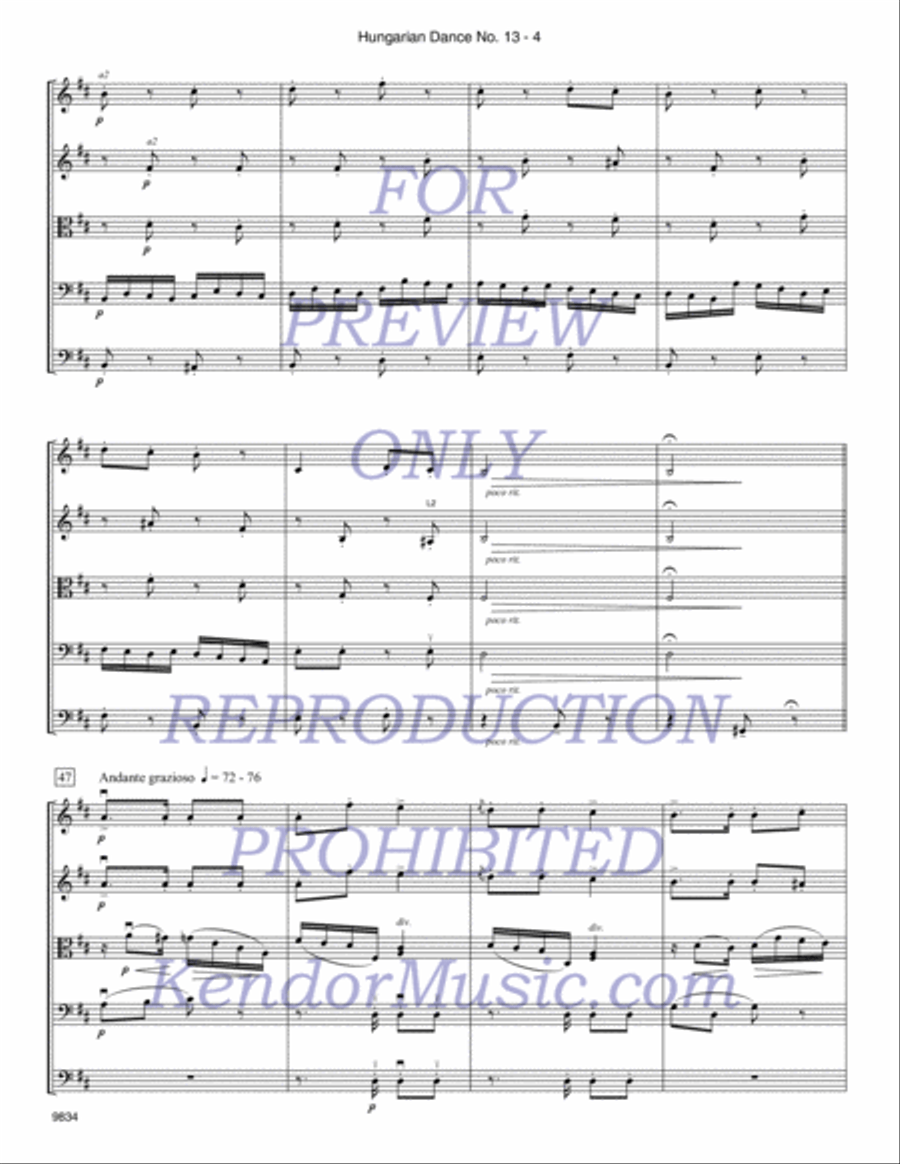Hungarian Dance No. 13 String Orchestra scores gallery preview page 5