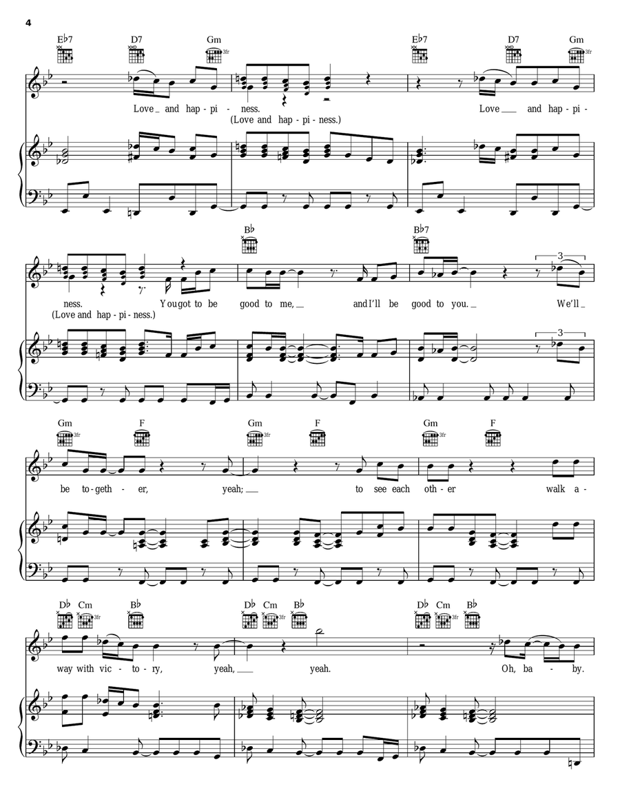 Love And Happiness Love And Happiness Piano, Vocal, Guitar scores gallery preview page 4
