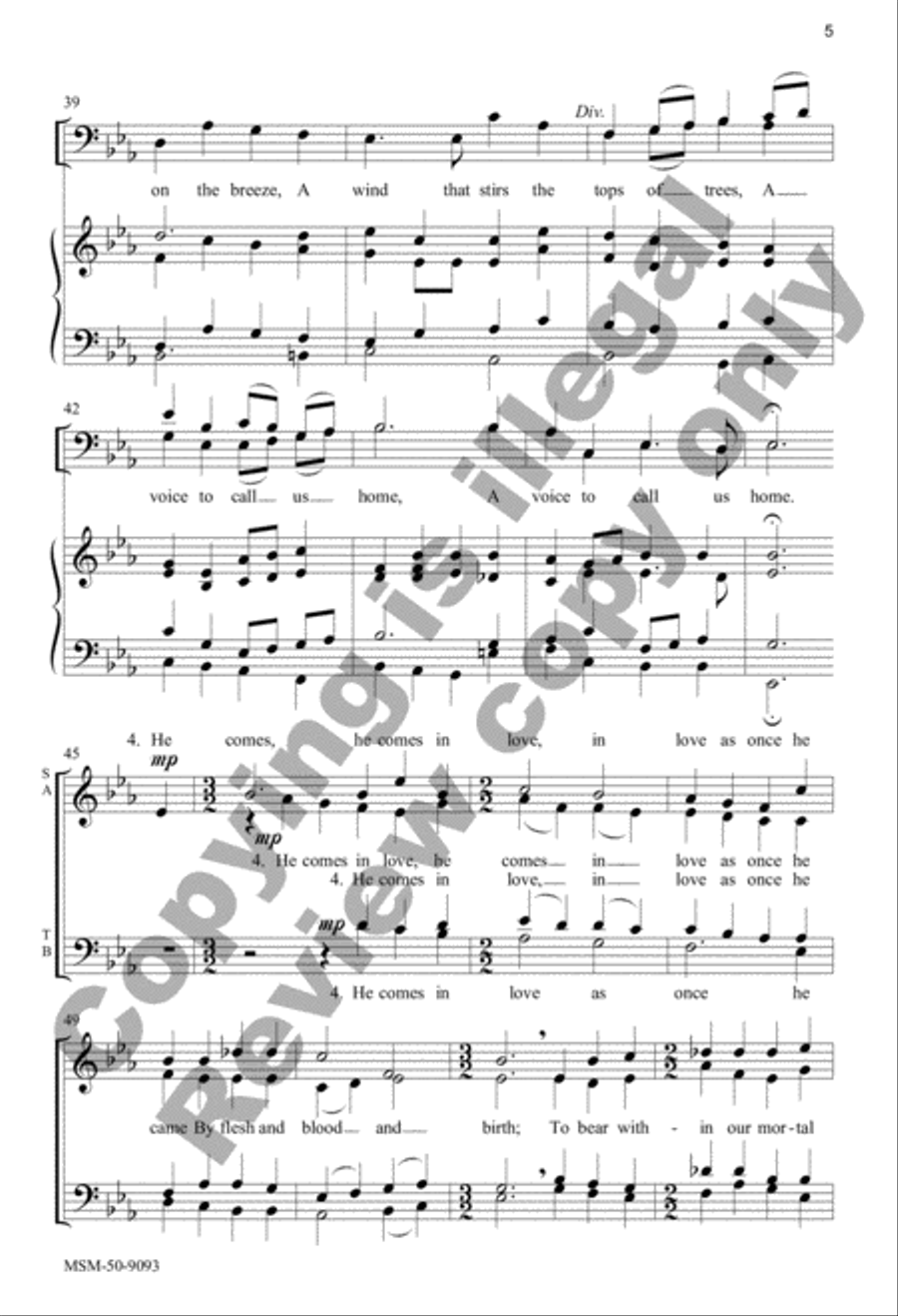 He Comes to Us as One Unknown 4-Part scores gallery preview page 5