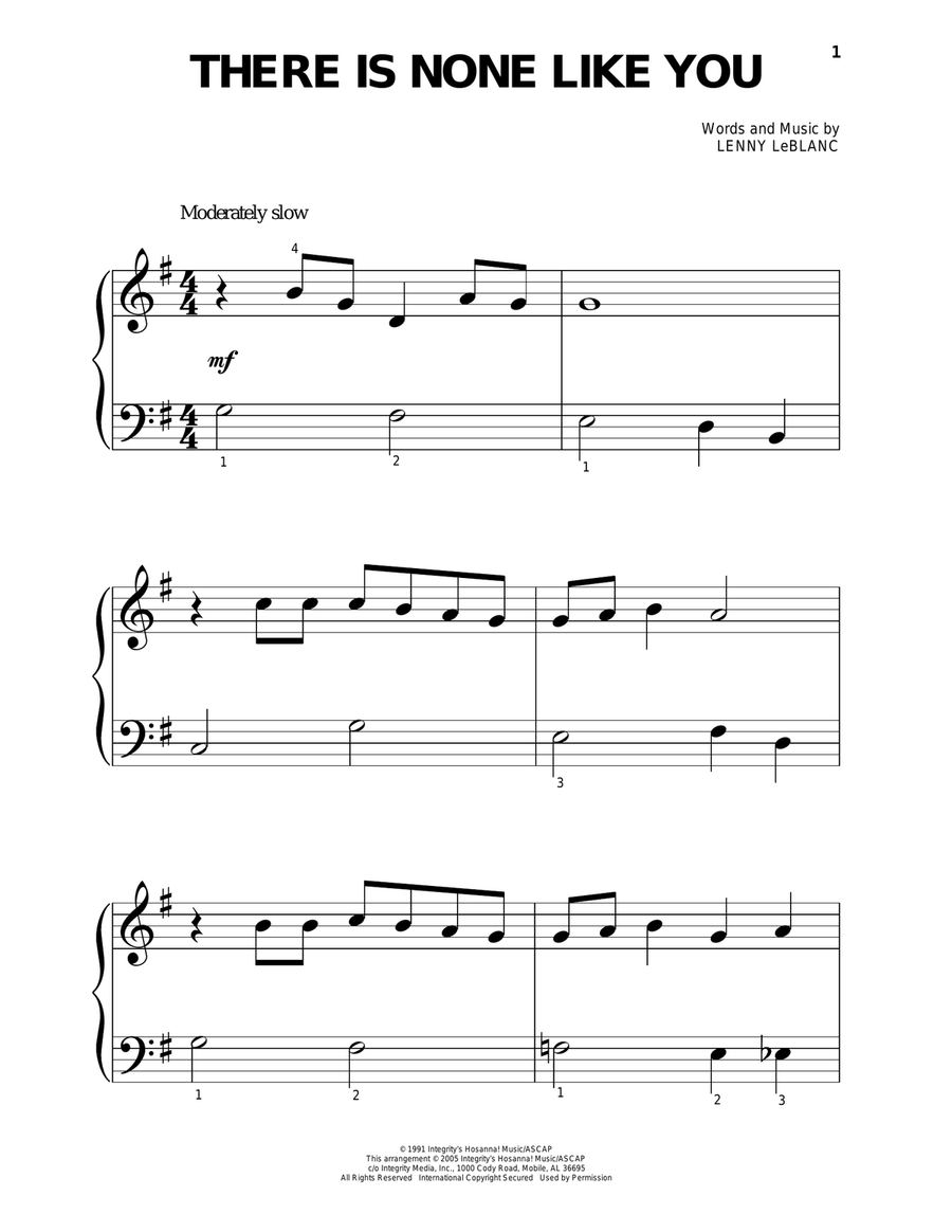 There Is None Like You Easy Piano scores gallery preview page 1