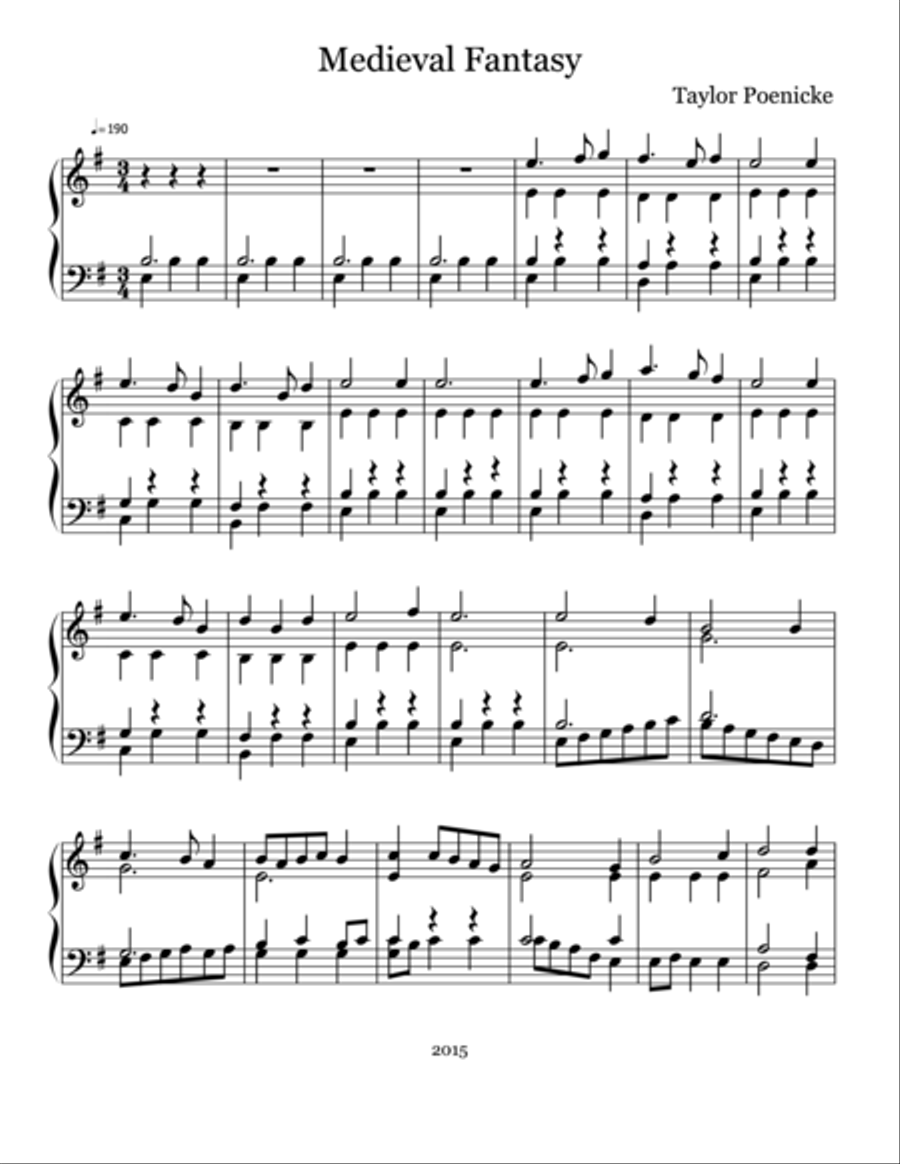 Medieval Fantasy Harpsichord scores gallery preview page 1