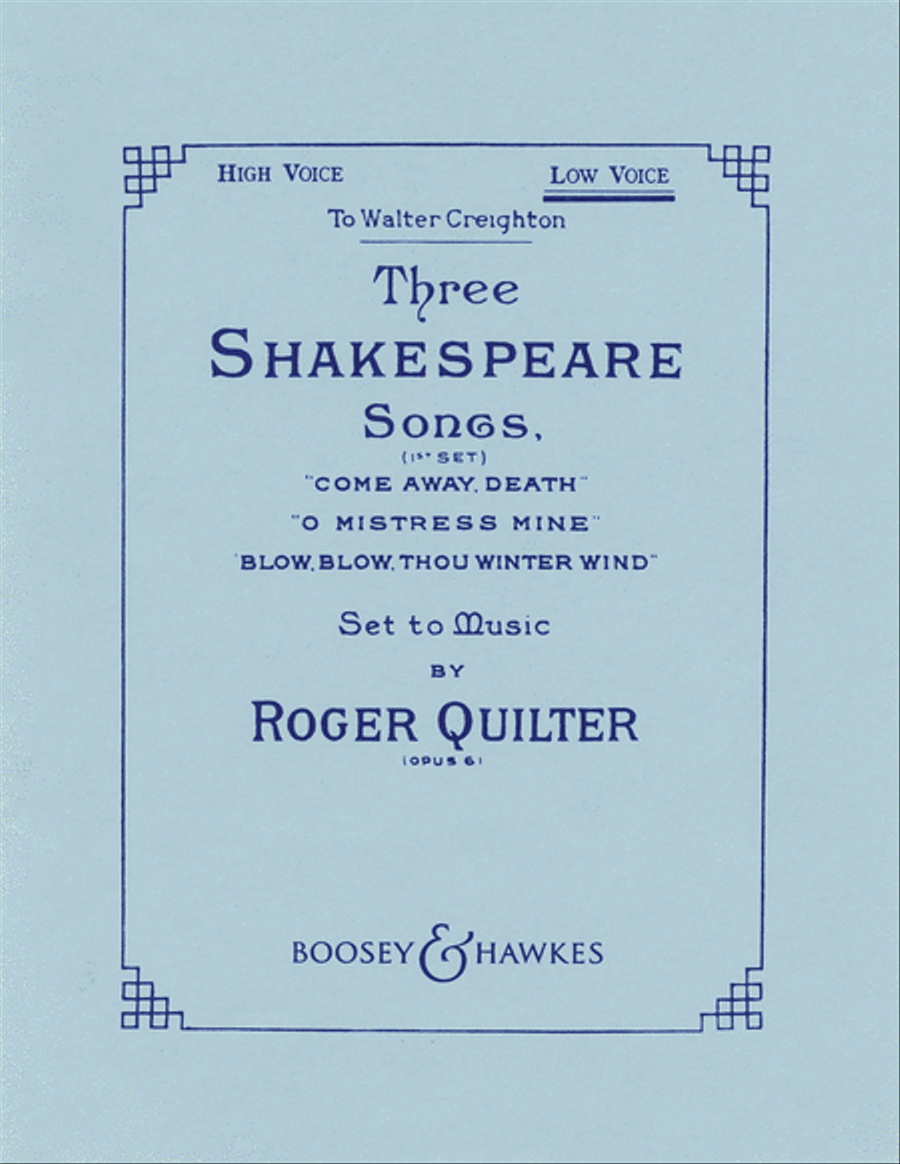 Three Shakespeare Songs, Op. 6 Low Voice scores gallery preview page 1